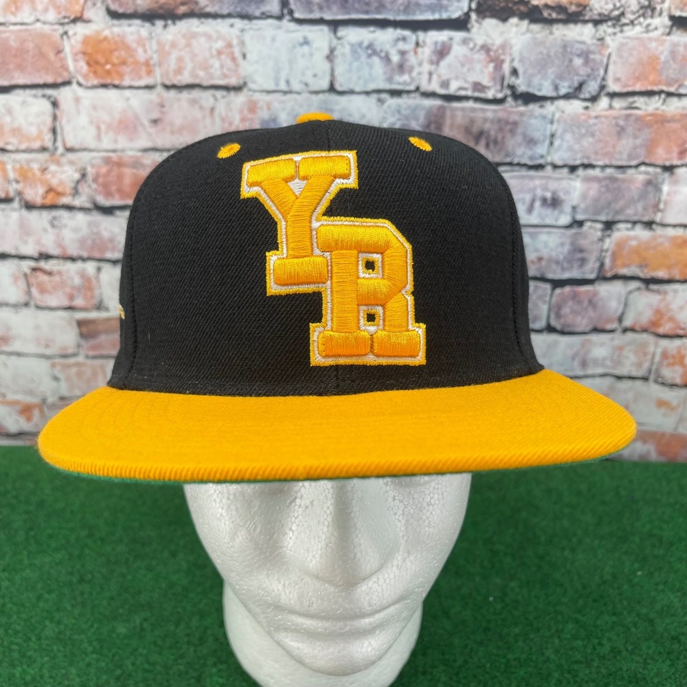 Young & Reckless YR Snapback Hat Mens OSFM Black Yellow Flat Brim Streetwear Cap